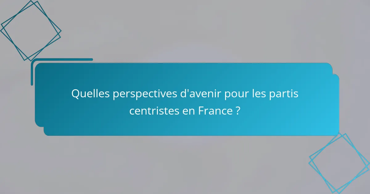 Quelles perspectives d'avenir pour les partis centristes en France ?