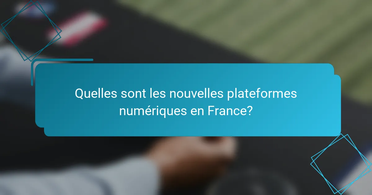Quelles sont les nouvelles plateformes numériques en France?