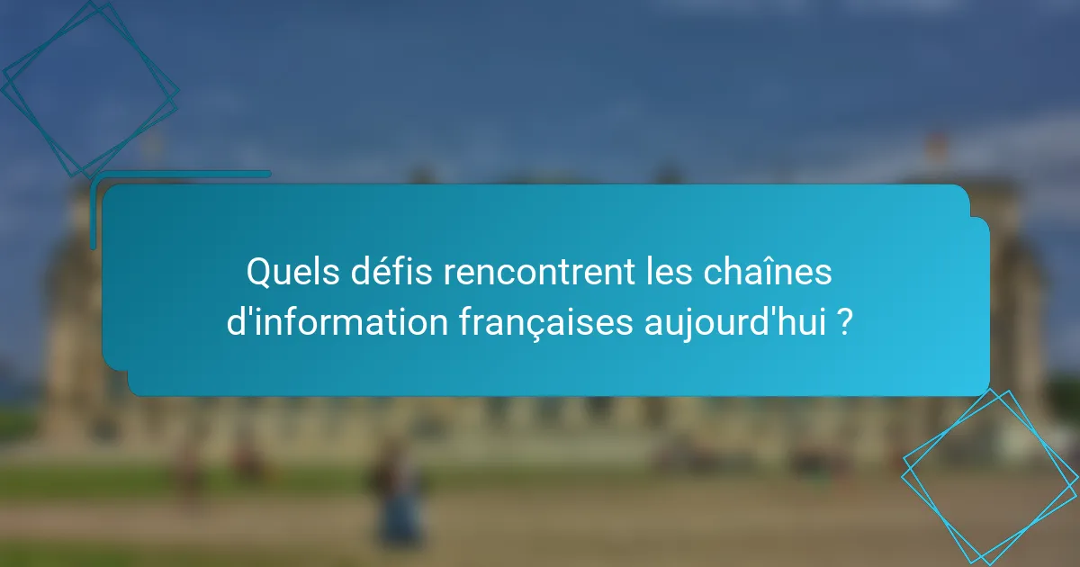 Quels défis rencontrent les chaînes d'information françaises aujourd'hui ?