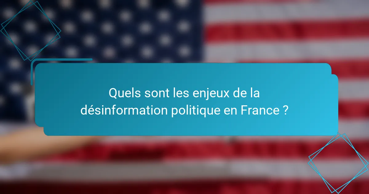 Quels sont les enjeux de la désinformation politique en France ?