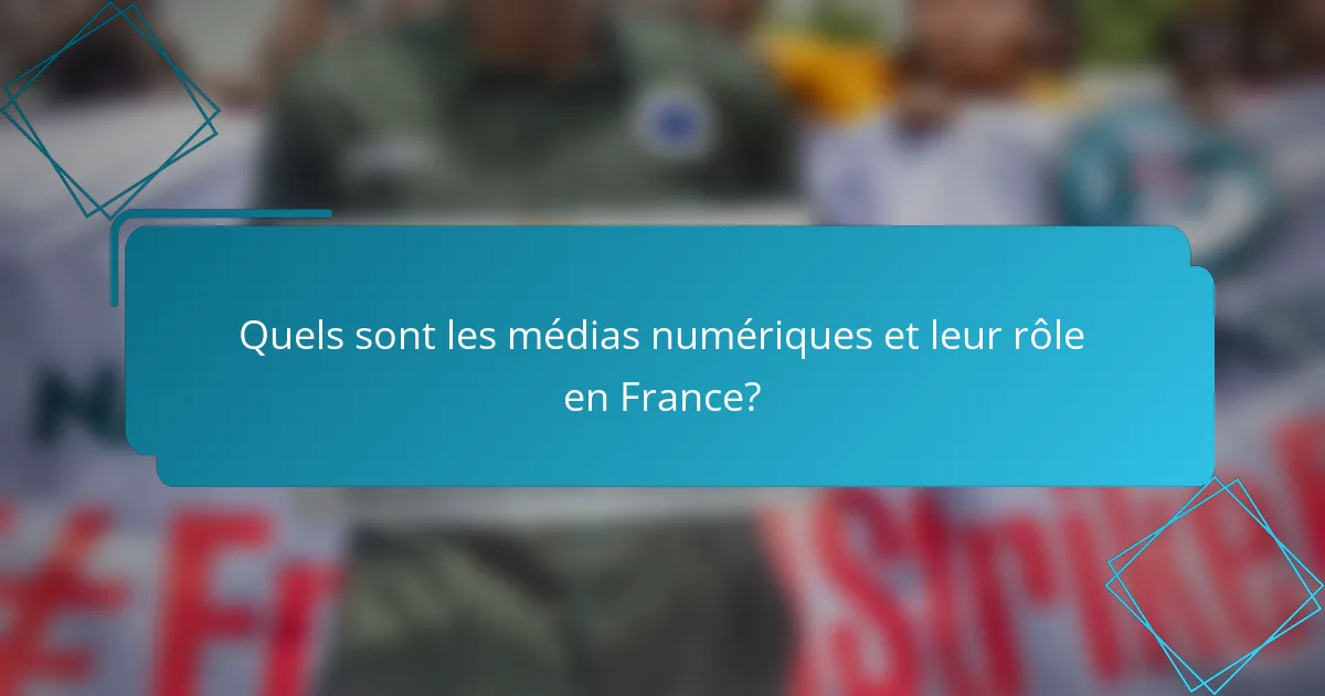 Quels sont les médias numériques et leur rôle en France?