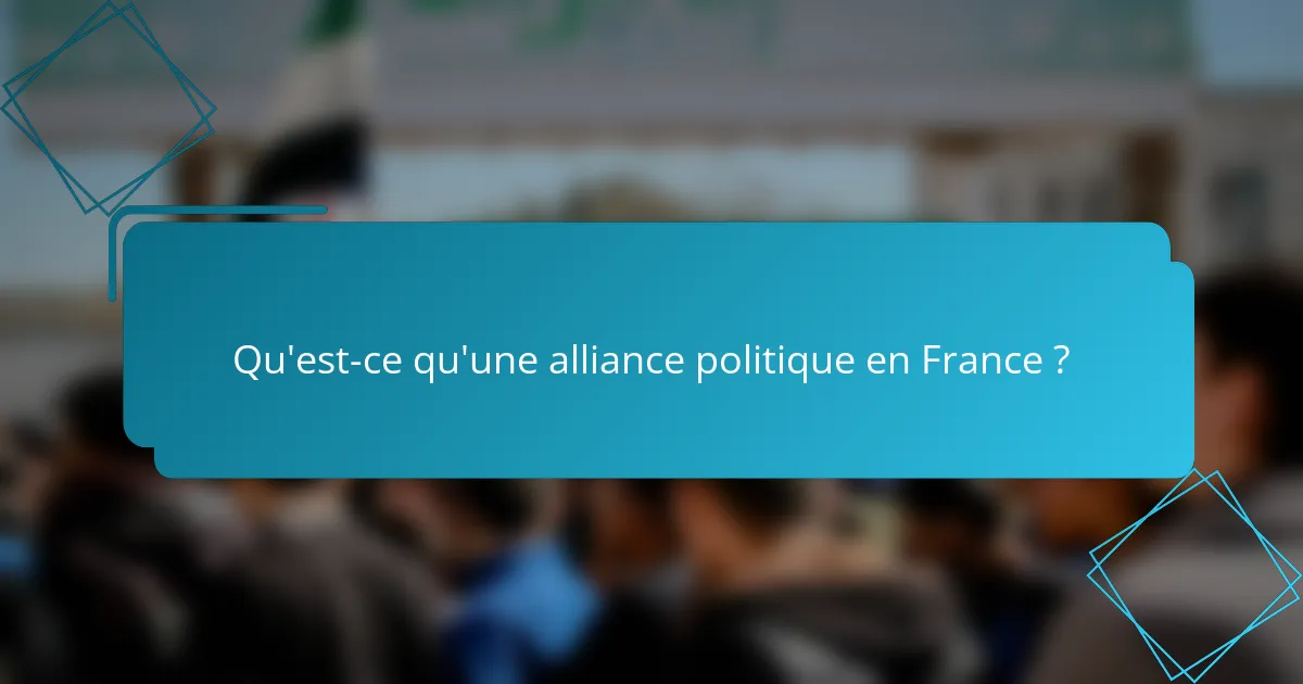 Qu'est-ce qu'une alliance politique en France ?